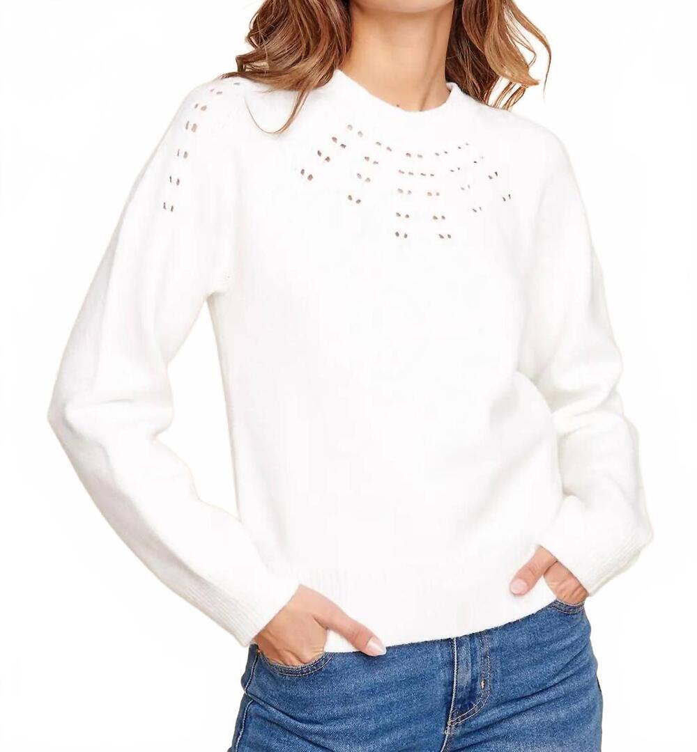 NEW SUGARLIPS women's pointelle sweater in white
